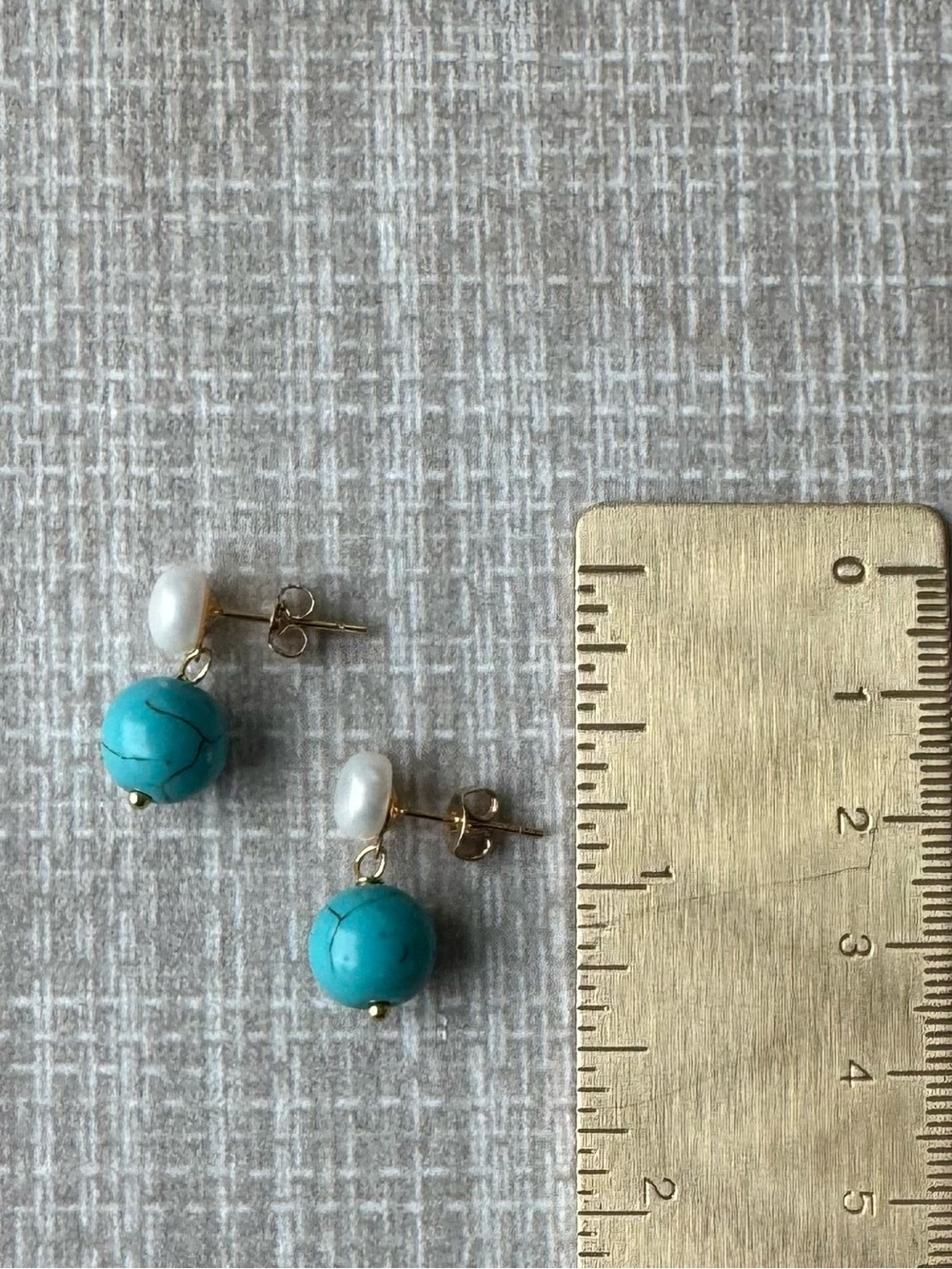 NWOT Tuckernuck Turquoise and Pearl Earrings - Picture 5 of 5